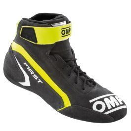 Omp OMPIC0-0824-A01-182-38 Zapatillas First FIA 8856-2018 Rally Confeccionadas en Ante Gris / Amarillo Fluo Talla 38 con Cierre Velcro y Cordones