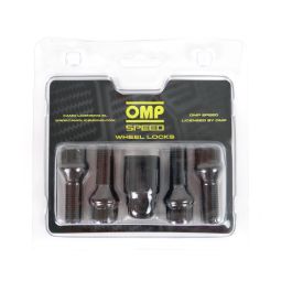 Omp Speed Juego De 4 Tornillos Antirrobo Llantas M12x1.25 Conico Largo 28-55 mm Llave 17-19 Color Negro Din 10.9 OMPS09811201