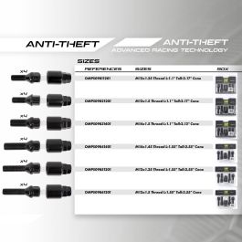 Omp Speed Juego De 4 Tornillos Antirrobo Llantas M12x1.25 Conico Largo 28-55 mm Llave 17-19 Color Negro Din 10.9 OMPS09811201