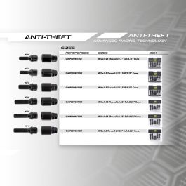 Omp Juego 4 Tornillos Antirrobo Llantas M14x1.5 Conico Largo 40-65mm Llave 17-19 Negro OMPS09841401