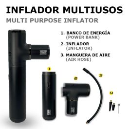 Omp Meccanica 5 En 1 Kit Portátil Multi-Función Arrancador, Compresor De Aire, Aspiradora, Linterna Y Power Bank Con Estuche OMPS19200001