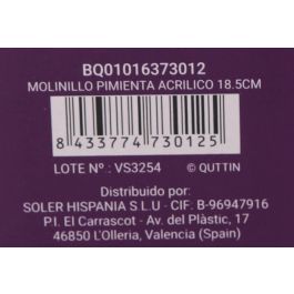 Quttin Molinillo de Pimienta Acrílico 18.5 cm (18 Unidades)