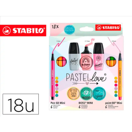 Stabilo Pastellove Collection Set Estuche 6 Rotuladores Pen 68 Mini, 6 Point 88 Mini y 6 Boss Mini Surtidos 18 Unidades Precio: 15.88999951. SKU: B15GFLJDED