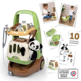 Smoby SMO3032163404057 Carro Veterinario Zoo con Peluche Panda y Accesorios - 2 en 1: Jaula Transporte