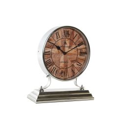DKD Home Decor Reloj de Sobremesa Tradicional Aluminio Plateado Natural 9.5x33x30 cm, 1 pila AA