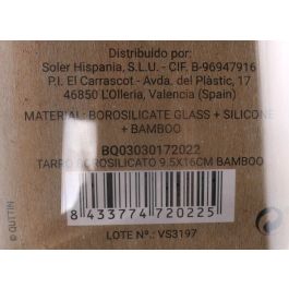 Quttin Tarro de Borosilicato con Tapa de Bambú 9.5 x 16 cm 850 ml (12 Unidades)