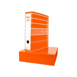 Archivador De Palanca Liderpap El A4 Filing System Forrado Sin Rado Lomo 80 mm Naranja Con Caja Y Compresor Metalico