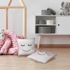 Home Deco Kids Cojín Pompón Vallee Outlet 40x40 cm Cara con Pompones y Flores