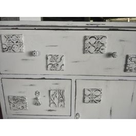 DKD Home Decor Cajonera Romántica de Madera Blanca con 5 Cajones y 1 Puerta (38 cm Fondo x 78 cm Ancho x 102 cm Alto)