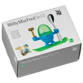 WMF 0616687620 McEgg Eierbecher con Cuchara, Plástico, Cromargan H 11cm, Azul