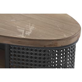 DKD Home Decor Mueble TV Loft Negro Marrón Abeto Metal 150x39x58 cm con 1 Cajón y 1 Estante Desmontable