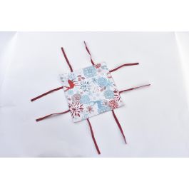 DKD Home Decor Cesta Navidad Moderna Reno Flores Algodón Azul Celeste Rojo 30x30x10 cm Pack 12 Unidades