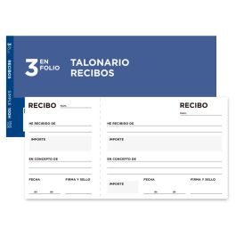 Talonario Liderpapel Recibos Tres En Folio Apaisado 10 unidades