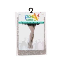 Pantys Brillantes Plateadas para disfraces galácticos, diva disco, robot o estrella del pop - Carnaval, conciertos, teatro y fiestas ochenteras