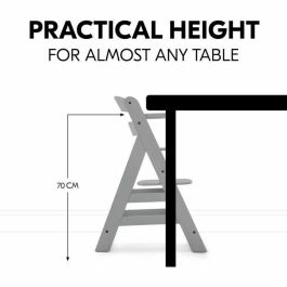 HAUCK Alpha + Silla alta de madera escalable para bebé - Asiento y reposapiés ajustables, arnés 5 puntos, gris