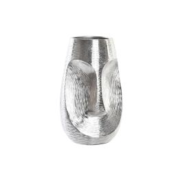 DKD Home Decor Jarrón Decorativo Moderno de Aluminio Plateado con Diseño de Cara 19 x 31 x 19 cm