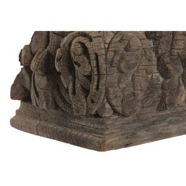 DKD Home Decor Portavelas Indio Teca Tallado Columna Antigua 26 x 30 x 26 cm (2 Unidades)