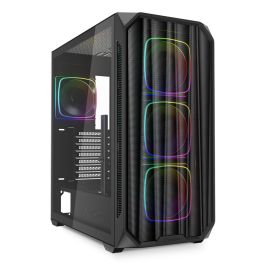 Sharkoon AK5M RGB Midi Tower Negra con Panel Cristal Templado, Frontal Malla y 4 Ventiladores PWM RGB preinstalados, Compatible BTF Precio: 108.49999941. SKU: B1E7TQ88P9