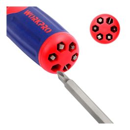 Workpro Destornillador de Carraca 12 en 1 con Cambio Rápido de Puntas, Incluye Puntas Planas, Phillips y Torx