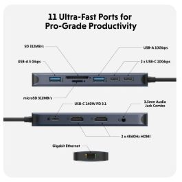 HYPER HD4006GL hub de interfaz USB 3.2 Gen 1 (3.1 Gen 1) Type-C 10000 Mbit/s Azul, Gris HYPER HD4006GL hub de interfaz USB 3.2 Gen 1 (3.1 Gen 1) Type-C 10000 Mbit/s Azul, Gris