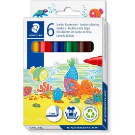 Staedtler Estuche de Cartón 6 Rotuladores Gruesos Noris 340 Colores Surtidos, Punta Redonda Gruesa, 340 C6