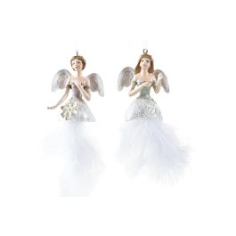 DKD Home Decor Decoración Colgante de Navidad Ángel Tradicional Blanco Dorado Resina Poliéster 4x7x6 cm - Set de 12 Unidades Precio: 28.2777. SKU: B164G2BQ8C