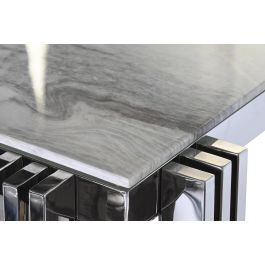 DKD Home Decor Consola Moderna, Mesa Auxiliar de Acero y Cristal, Colores Plateado y Blanco, 120x45x78 cm