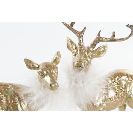 DKD Home Decor Figura Decorativa de Reno para Navidad Moderna, de Resina Color Dorado, 9 x 22.5 x 17.5 cm, Set de 2 Unidades