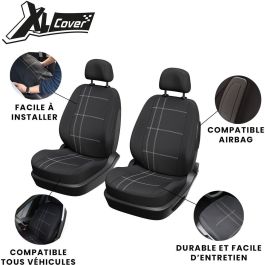 XLCOVER Juego 2 Fundas Asientos Coche Delanteros Compatibles Airbags Negras XL