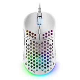 Mars Gaming MM55W Ratón Gaming Ligero RGB Óptico USB 12800 DPI Diseño Hive Blanco Para PC Consola