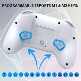 Subsonic SUB1709241285386 Controlador Inalámbrico para Nintendo Switch, LED Programables, Vibración y Giroscopio, Blanco