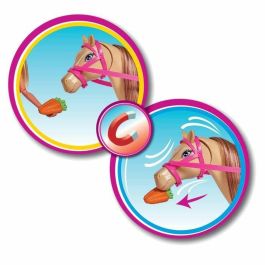 SIMBA Steffi Love Caballo de Juguete Grande 29 cm para Muñecas Steffi con Función de Alimentación Interactiva de Zanahoria Mágica