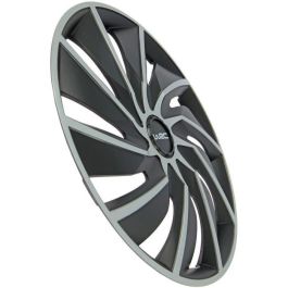 WRC Tapacubos 16 pulgadas Juego de 4 TURBO Bicolor Negro Mate y Gris Plateado ABS lacado. Diseño Deportivo Atrevido y Moderno