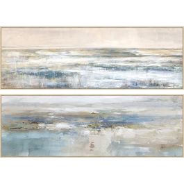 DKD Home Decor Cuadro Moderno Abstracto Azul Blanco, Materiales: Lienzo y PS, 153 cm Ancho x 53 cm Alto (2 Unidades)