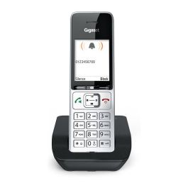 Gigaset COMFORT 500 Teléfono DECT Inalámbrico con Manos Libres, Identificador de Llamadas, 200 Entradas, Negro/Plata