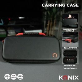 Estuche protector y de transporte - KONIX - Consola Nintendo Switch 2 - Red para guardar accesorios - 8 compartimentos para juegos - Negro Estuche protector y de transporte - KONIX - Consola Nintendo Switch 2 - Red para guardar accesorios - 8 compartimentos para juegos - Negro