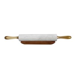 DKD Home Decor Rodillo Glam Decorativo de Mármol Blanco y Dorado, con Base de Acacia y Elementos de Metal, 48x5x5 cm Precio: 12.79000008. SKU: B19W5Z3NQW