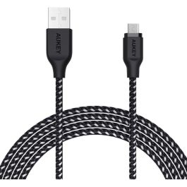 Cable USB a micro USB Aukey CB-AM2 Blanco Negro 2 m Cable USB a micro USB Aukey CB-AM2 Blanco Negro 2 m