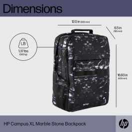 HP Campus XL Marble Stone Backpack, Mochila Antirrobo con Cremallera Bloqueable y Materiales Repelentes a la Lluvia, Espaciosa