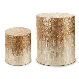 Taburete Redondo Nácar Claro 40 cm Giftdecor - DM, Concha Capiz, Blanco/Beige/Oro Precio: 50.94999998. SKU: S3603661