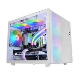 Mars Gaming Caja Gaming Minitorre MC-400 Blanca, Micro-ATX/Mini-ITX, Triple Refrigeración FRGB, Cristal Templado, Doble Cámara