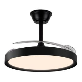Cristalrecord Ventilador de Techo Polaris Negro LED 3CCT Aspas Retráctiles Ø106 cm DC 43W Silencioso 4430 lm Luz 3000K-5700K