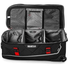 Sparco S016437NRRS Bolsa de Viaje Tour Grande 142L con Ruedas Reforzadas, Asa Retráctil y Tela Resistente al Agua Negro-Rojo