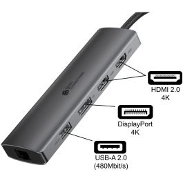 GoodConnections HUB-C001A USB-C Hub 10-Puertos: 2xHDMI, DisplayPort, USB 3.0, RJ45, Lector Tarjetas. 4K, 94W PD. Antracita