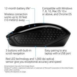 HP 200 Wireless Mouse, Económico Ambidextro, Diseño Ergonómico y Contorneado para Ambas Manos, Libertad de Movimiento Inalámbrica.