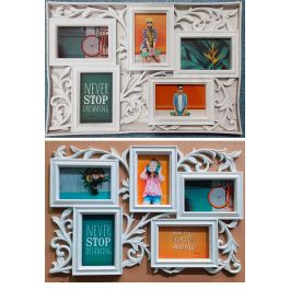DKD Home Decor Marco Multifoto Urban de PP y Cristal, Blanco, para 5 fotos, 52.5 x 35 cm, Pack de 2 Unidades Precio: 11.49999972. SKU: B1GR3WLGP7