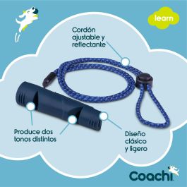Coachi Silbato Dos Tonos para Adiestramiento y Llamada de Perros y Cachorros con Cordón Reflectante Ajustable Ligero Azul Oscuro
