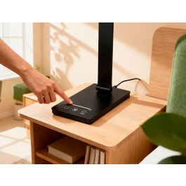 Q-connect Lampara Escritorio Vega LED 10W 400lm Tactil 5 Niveles Brillo Color Regulable Negro