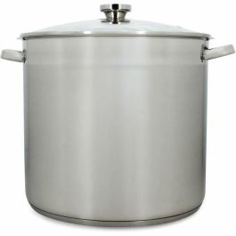 Menastyl 4615451 Olla de acero inoxidable con tapa, 17 litros, 32 cm - Apta para todo tipo de fuegos e inducción