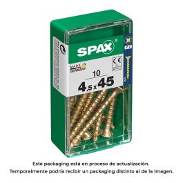 Spax 4081020450451 Tornillo para Madera Universal, Cabeza Plana, Rosca Completa, Yellox 4,5x45mm, Ranura Z2, 4CUT, Caja 10 Unidades Precio: 2.50000036. SKU: S7913912